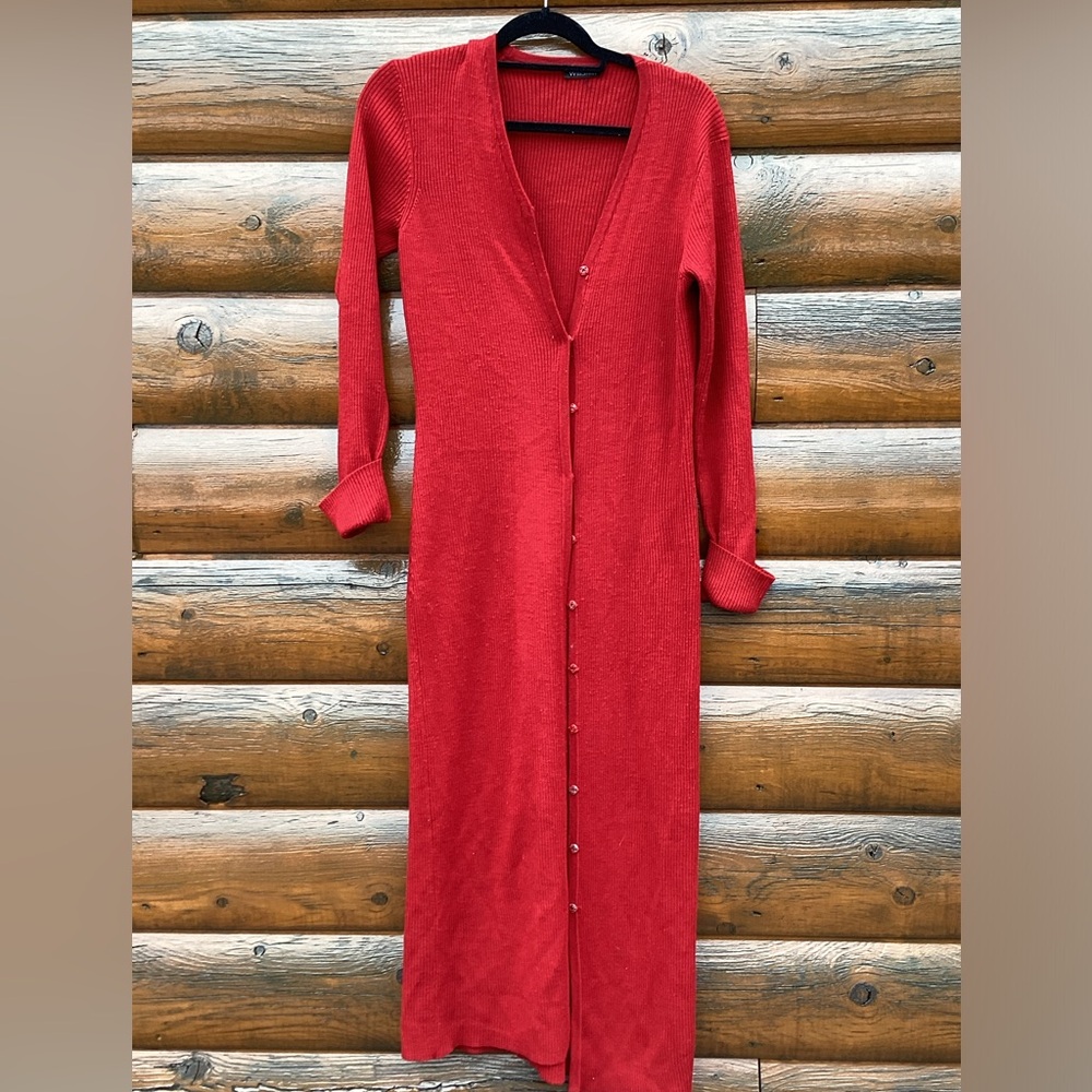 Willi Smith Gorgeous Red Ribbed Duster CARDIGAN VNVC Nordstrom